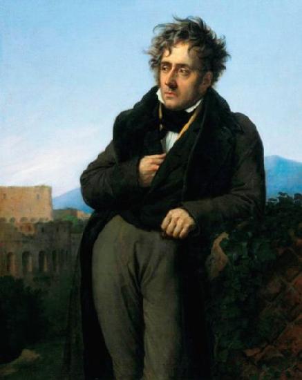 Girodet-Trioson, Anne-Louis Chateaubriand Meditating on the Ruins of Rome oil painting image